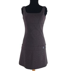 View Red Pin stripe mini dress made in the usa